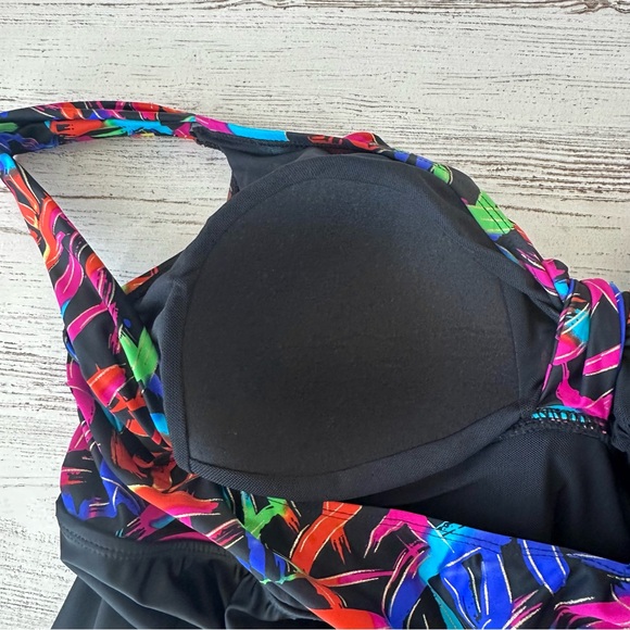 MEETCURVE Tie-Front V Neck Skirted Tummy Control One Piece Swimsuit Dress XL - Picture 9 of 12